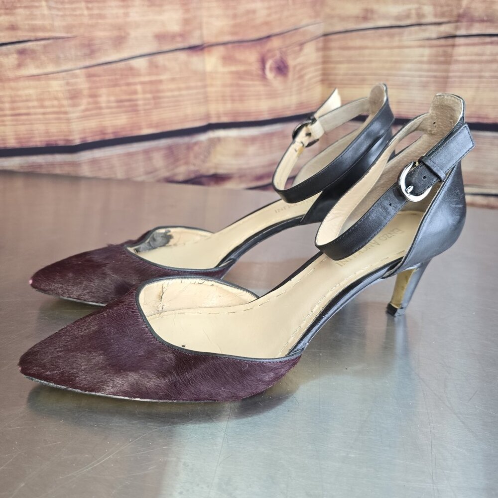 Enzo Angiolini Calf Hair Ankle Strap pump, size 10